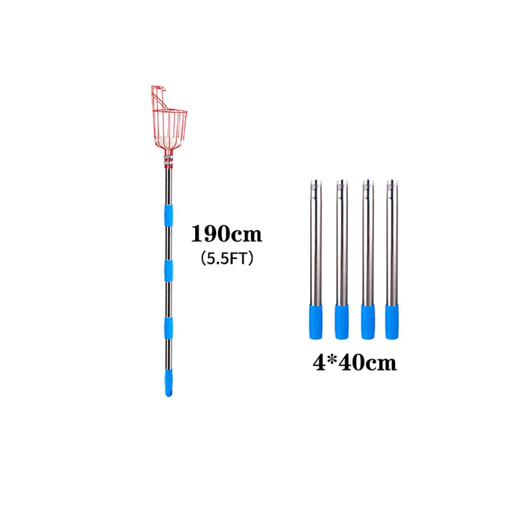 HASTHIP Fruit Picker for Coconut Mango and More with 1.9m Telescopic Pole and 7 Claw Basket