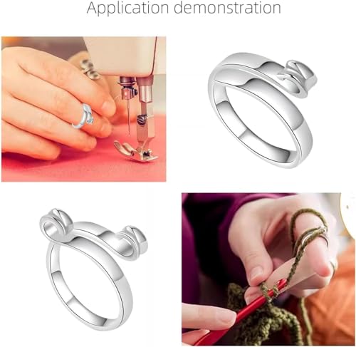HASTHIP® 6PCS Adjustable Crochet Ring for Finger, 2 Styles Knitting Rings Open Guide Yarn Holder