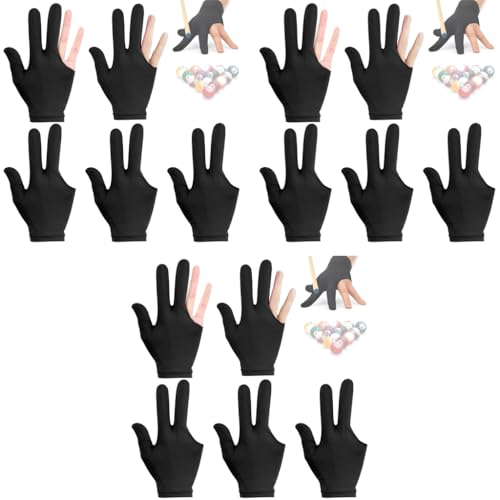 Proberos® 15PCS Snooker Gloves for Men Women Breathable Spandex 3 Finger Billiard Left Right Hand Universal Size Durable Comfortable Precision Cue Grip Ideal Matches