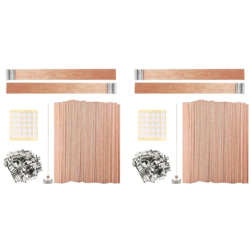 HASTHIP® DIY Wooden Wick Candle Making Kit 156PCS Wicks 25PCS Wick Clip Metal Bases 3 Sheet Round Adhesive Pads Handcraft Handle Kit for Scented Candle