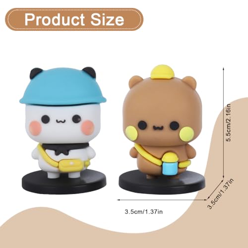 STHIRA® 2 PCS Bubu and Dudu Bears Car Dashboard Decorations, Cute Cartoon Statue Bears Panda Figurine Office Desk Decor for Decor Accessories Tabletop Ornaments Gifts
