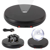 Supvox® 1Pcs Rotating Display Stand with LED, 9.8'' USB Charge 360 Degree Rotating Turntable, Adjustable Speed Multi-Functional Rotary Table for Photography, Jewelry, Cake and Collectibles, 20kg Load