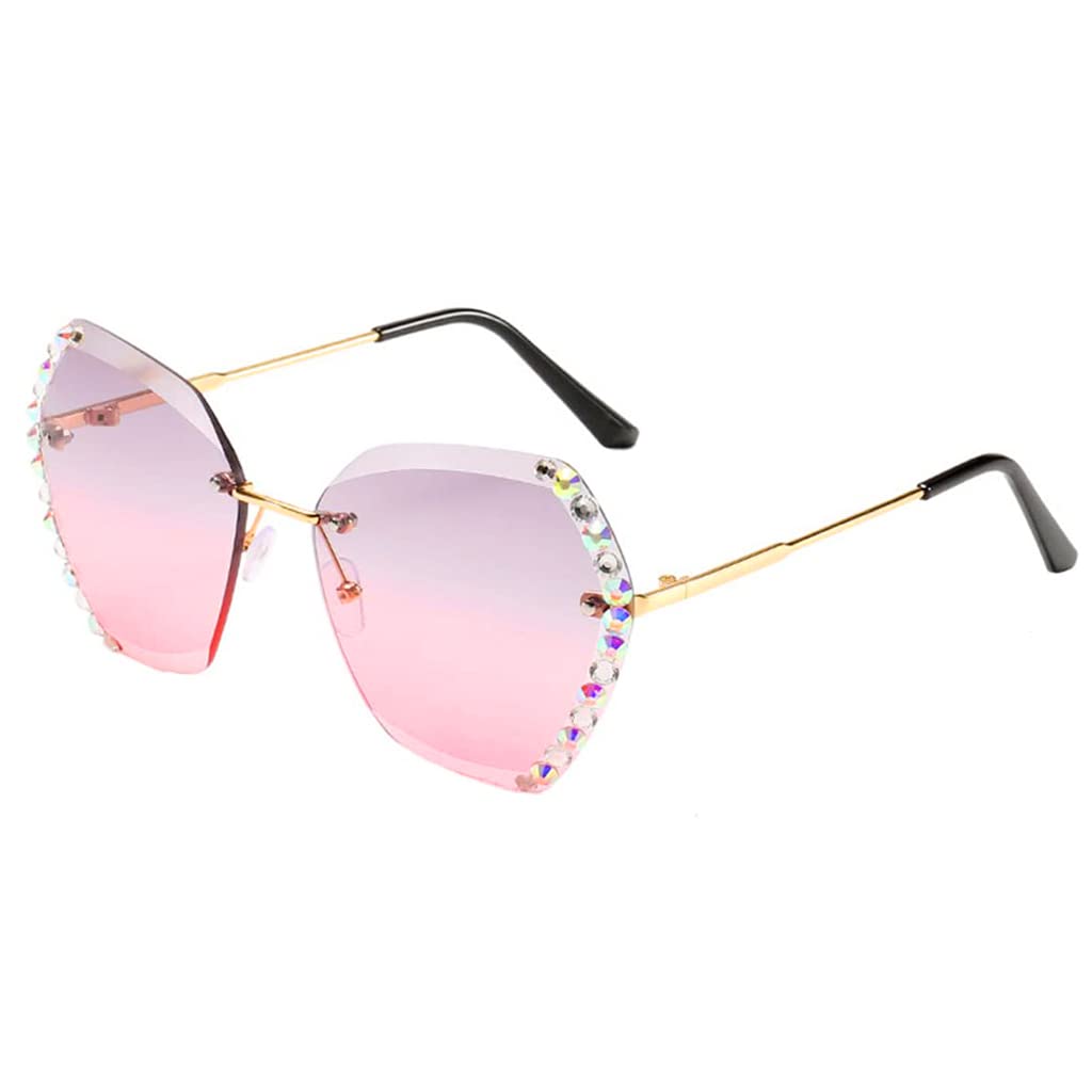 PALAY Sunglasses for Women with UV400 Protection and Rimless Diamond Cut Lens | 60 mm Retro Summer Shades