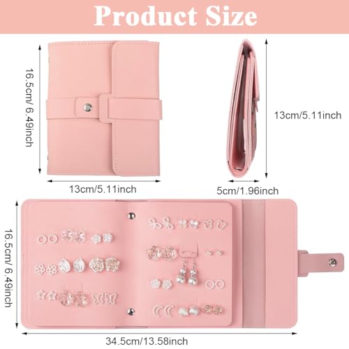 MAYCREATE® Earring Book Organizer, Portable Earring Holder Case Pu Leather Travel Earring Case with Foldable Book Design Foldable Leather Earring Organizer Bag