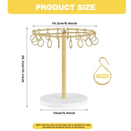 HASTHIP® Metal Claw Clip Organizer Holder Stand Storage Display Hair Accessories Bedroom Bathroom College Dorm Room Decor for Women and Girls, Gold