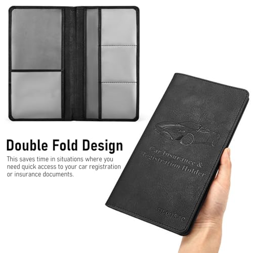 STHIRA® 2 Pack Car Document Holder Premium Pu Leather Vehicle Glove Box Organizer Case with 6 Card Slots For License, Registration, Insurance & Cash Universal Fit Bifold Car Licence Holder, Black