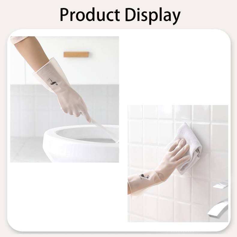 Zibuyu Rubber Kitchen Cleaning Gloves for Dishwashing and Gardening featuring Flamingo Design | Reusable PVC Hand Protection 1 Pair