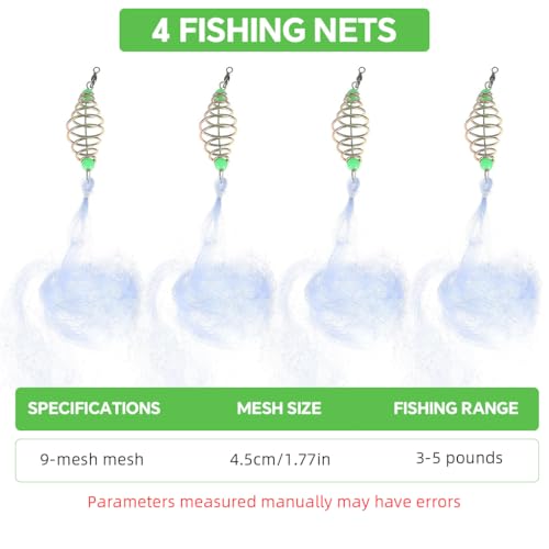 Proberos® Spring Feeder Fishing Hook Net Trap Glow in The Dark Bait Holder with Nylon Hooks Cage Pack of 4 2PCS