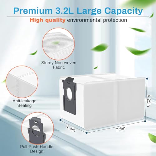 Verilux® 8PCS Dust Collector Bags for Dreame L10s Pro Ultra X30 X40 L40 Vacuum Cleaner Replacement Parts Superior Filtration Large 196x108x139mm