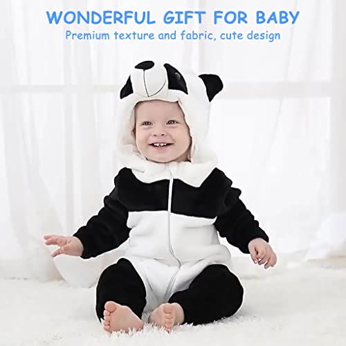 SNOWIE SOFT® Baby Jumpsuit for Boys Girls Flannel Cartoon Panda Pajamas for Kids Warm Soft Flannel Pajamas for Kids Party Cartoon Jumpsuit for Girls Boys (12-18 Month)