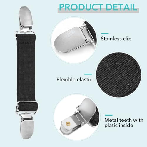 GUSTAVE® 6PCS Waist Tightener for Pants Adjustable Hip Elastic Belt Band Versatile Glove Mitten Clips Cinch Clip for Men Women Kids 2.5cmx20cm