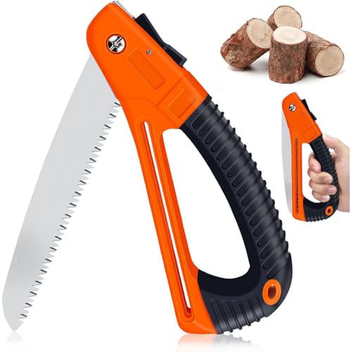 HASTHIP® Folding Hand Saw Wood Cutting Saw SK5 Stainless Steel Fine Teeth Blade Design Safety Anti-slip Handle Multifunctional Portable Hand Saw for PVC Pipe, Wooden Crafts, DIY Crafts