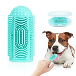 Qpets® Dog Toothbrush, Dog Finger Toothbrush with Storage Case, Pet Teeth Cleaning Set Soft Silicone Finger Toothbrush Protecting Cat Dog Dental Health Pets Oral Care Supplies, Green