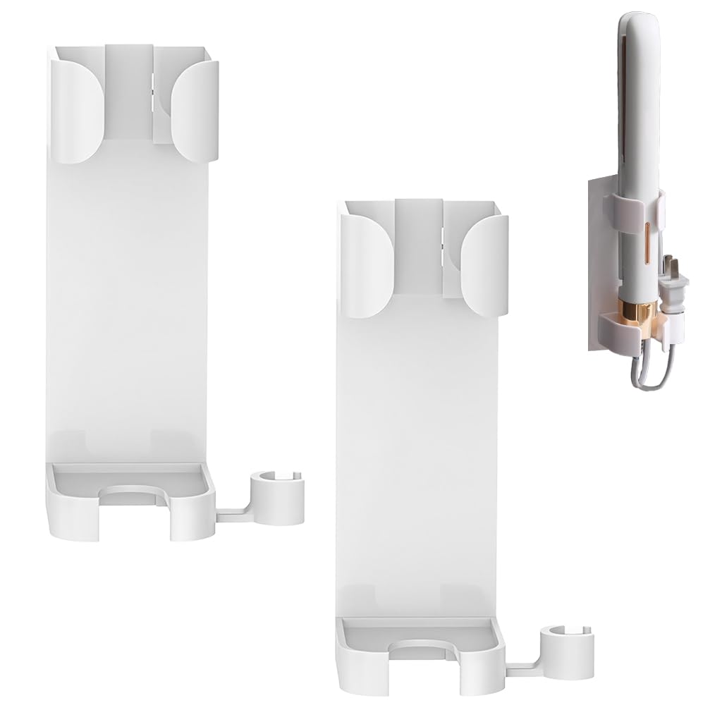 HASTHIP Hair Dryer Stand for Wall Mounted Styling | 2PCS No Drill Organizer with Cable Grip