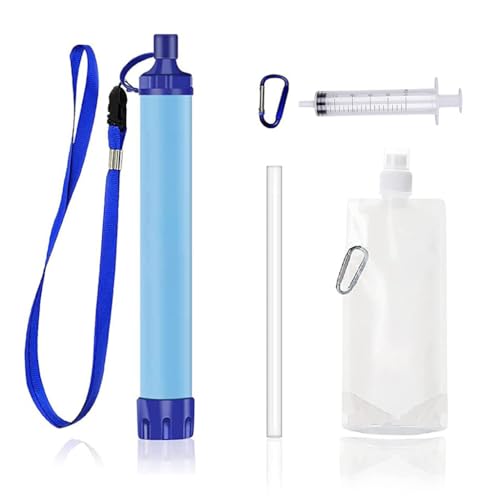 Proberos® Outdoor Personal Water Filter Multi Layer Filtration Core Water Filter Gear with Straw, Water Bag, Syringe Tool Outdoor Water Purifier Hiking Camping Accessories