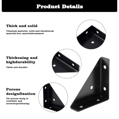 Serplex® 8PCS Corner Braces Angle Brackets Steel L-Brackets 90°C Shelf Support Triangle Furniture Right-Angle Joints Desk Connector for Bed Table Cabinet