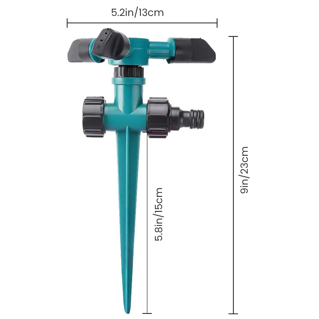 HASTHIP® 3pcs Garden Sprinkler, 360° Rotating Irrigation Sprinkler,Three-Outlet Lawn Sprinkler Adjustable Jetting Angle, 3000 Sq.Ft Coverage,Gardening Watering Systems