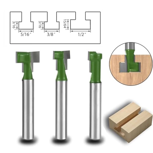 Serplex® 9PCS Router Bits Universal 1/4 Inch Shank Bit Set 5/16 3/8 1/2 Diameter Hole Cutter Blade for Wood Hex Bolt T-Track Slotting Milling Cutters Set