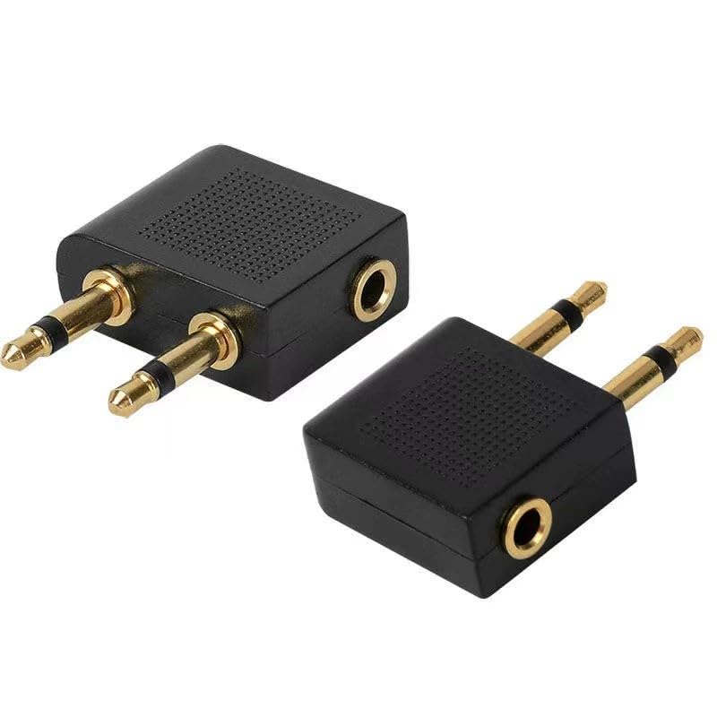 ZIBUYU® Gold Plated Airplane Flight Headphone Adapters (Pack of 2) | Allows you to use your Earphones with all In-Flight Media Systems | This Enables Great Sound on all Planes