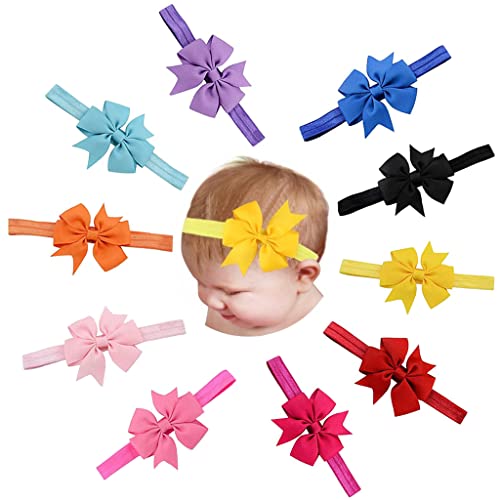 SANNIDHI® 10 Pcs Satin Baby Hair Band Hair Bands for Baby Girls Bowknot Elastic Headbands for Baby Girl Christmas Gifts Multicolor X3