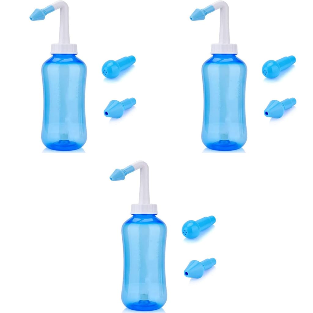 HANNEA Nose Wash System for Sinus Relief and Nasal Allergies 300ml 3PCS | Neti Pot for Adults and Children