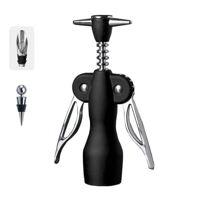 ZIBUYU Wine Accessories Set for Opening and Serving | 3Pcs Zinc Alloy Winged Corkscrew
