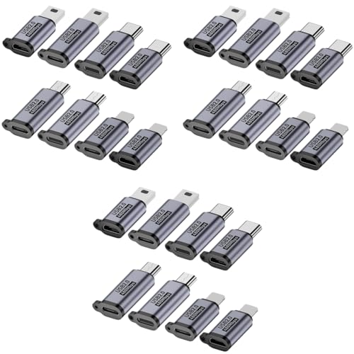 Verilux® 24PCS USB OTG Connector C Lightning to Micro Adapter Type Micro Converter Extender Mini for iPhone 16 15 Galaxy S25 S24 S23