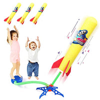 PATPAT® 3 PCS Rocket Launcher Toys for Kids, Foam Rockets and Sturdy Launcher Stand with Foot Launch Pad - Fun Outdoor Toy for Kids - Gift Toys for Boys and Girls Age 3+ Years Old