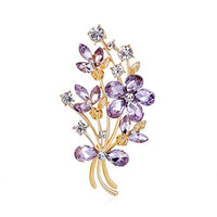 Venzina® Rhinestone Brooch for Women, Alloy Exquisite Purple Floral Brooch Wedding Brooch Stylish Women Brooch for Suits, Blouses, Dresses Gift Brooch for Women