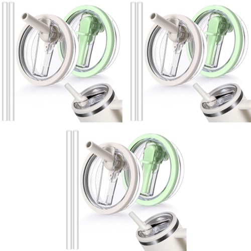 HASTHIP® 6PCS Lids for Stanley Cup Creative Folding Straw Leaking Proof Seal Tight Fashion Transparent Universal Replacement for 40oz White Green