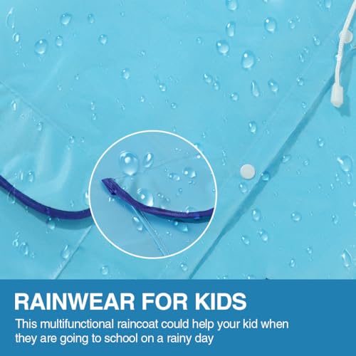 PALAY® Raincoat for Kids Boys Girls with Hood Polyester Ponchos Pockets Bright Color Cute for 3-7 Years Old 2 PCS
