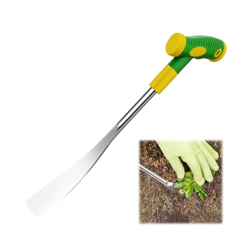 HASTHIP® Gardening Weeder Tool Manual Weeder, Stainless Steel Narrow Head Spade, Shovel Tool Weeding Tool with Rubberized Anti-slip T Handle, Multi Use Gardening Tool for Weeding, Digging