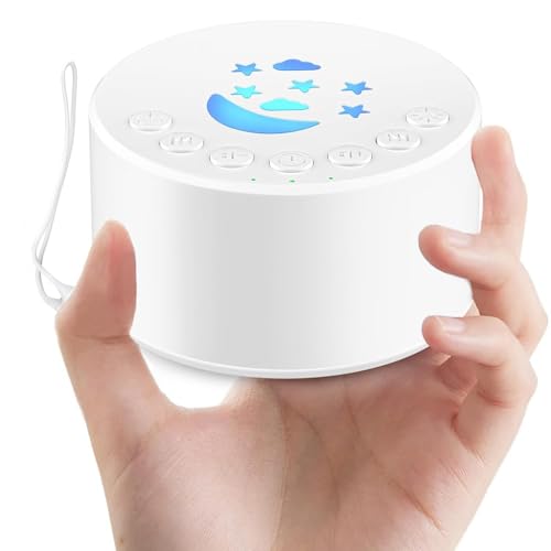 ZORBES® White Noise Machine for Baby, 7 Color Night Light, Sleep Aid White Noise Speaker with 18 Soothing Melodies, Auto Off Timer Memory Function, USB Rechargeable Noise Sound Machine, 40x47mm