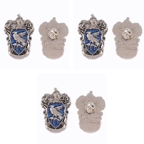 SANNIDHI® 3 PCS Ravenclaw Badge Brooch for Boys & Girls  Zinc Alloy Hogwarts School Costume Accessory, 35x48mm, Halloween, Theme Party Cosplay Pin, Kids Gift, Stitchable on Bags, Blazers, Scarves