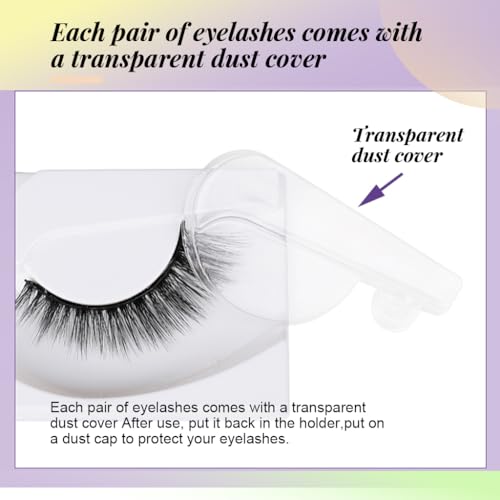 MAYCREATE 3 Pairs Self Adhesive Eyelashes No Glue Needed False Lashes Natural Look Lash Extensions Reuseable Self Adhesive Lashes Waterproof Wispy Fluffy Lashes with Tweezer