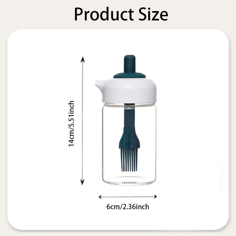 ZIBUYU Oil Dispenser for Cooking and Baking with 230 ml Glass Bottle featuring Built In Silicone Brush