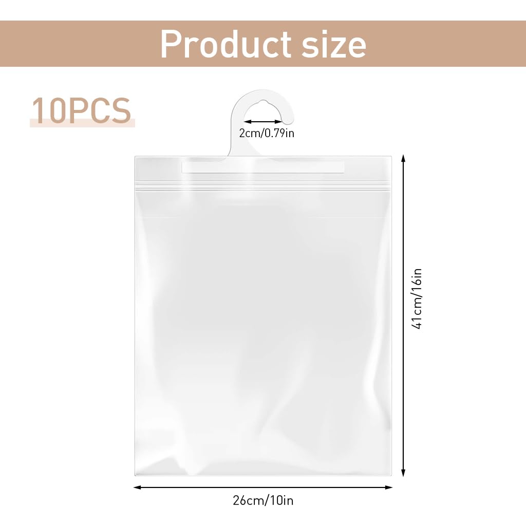 HASTHIP Hanging Storage Bags 10Pack for Classroom and Home featuring Hook and PE Material | 10.2 x 14.9 in Clear Book Pouches