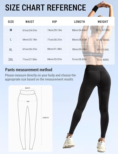 Venzina® Women's Legging Yoga Pants, Fashion Stretchy Taceless Sport Leggings, Tummy Control & Butt Lifting, 7/8 Length High-Waisted Leggings for Yoga, Workout, Running, Jogging, Black-XXL
