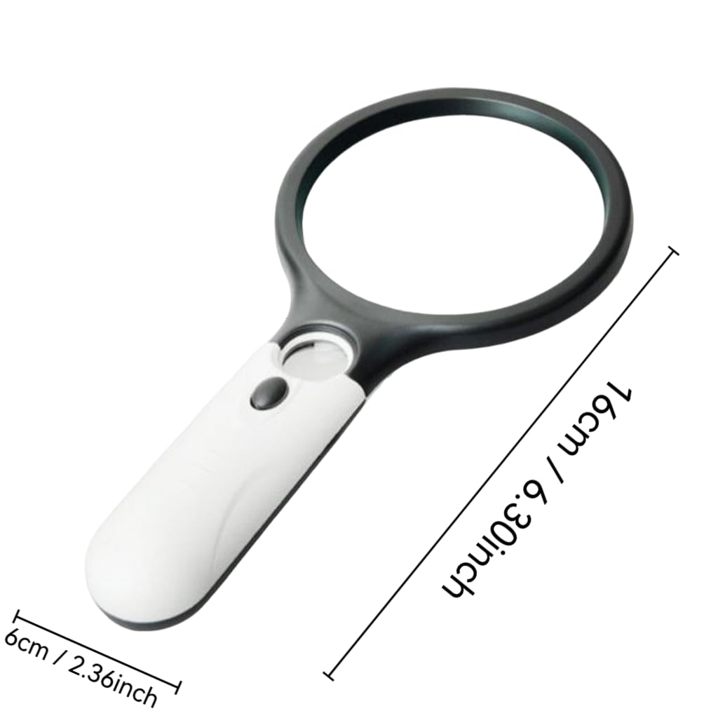 ZIBUYU Handheld Magnifier with 3 LED Lights and 3X & 45x Lenses | Ideal for Reading
