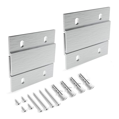 Serplex® Cleat Hanger Kit 2 inch 2 Pairs 30lb Z Hanging Heavy Picture Mirror Frame Wall Mounting Bracket Aluminum Hardware Duty Hooks Drywall Clips Large Canvas Painting Headboard Whiteboard-Metallic