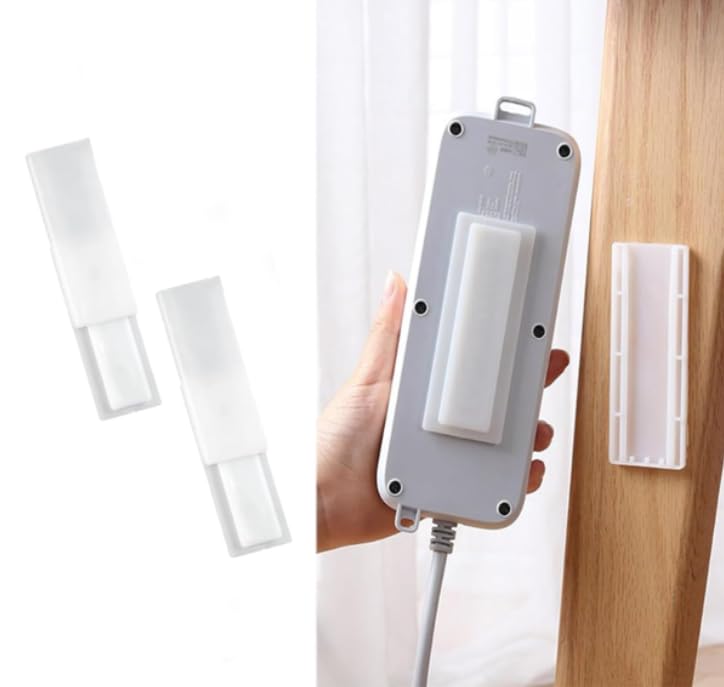 ZIBUYU Power Strip Holders for Wall and Desk Use featuring Punch Free Adhesive | 2 Pack Removable Mounts