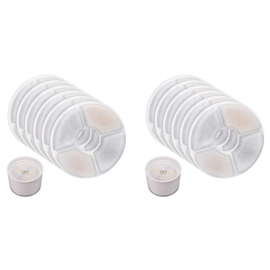 Qpets Cat Water Fountain Filter Replacement 12PCS for 81OZ 2.4L Fountain with Triple Filtration System | Activated Carbon Washable Filters