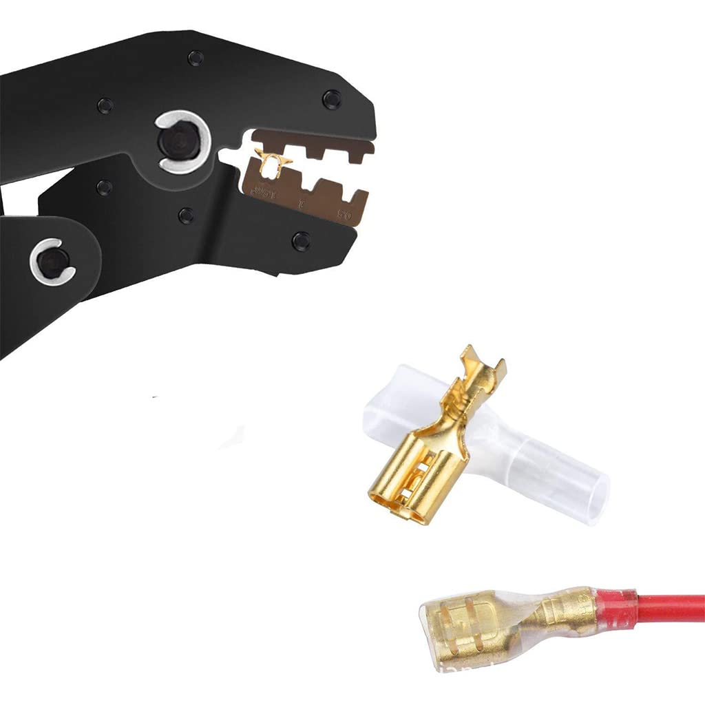 HASTHIP Wire Terminals Crimping Tool Kit with 600 Spade Connectors and Self Adjusting Ratcheting Pliers for AWG 22 16 Wiring Projects