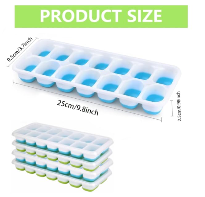 ZIBUYU Ice Cube Tray for Home Fridge and Freezer with 16 Cavities Silicone Mould | BPA‑Free