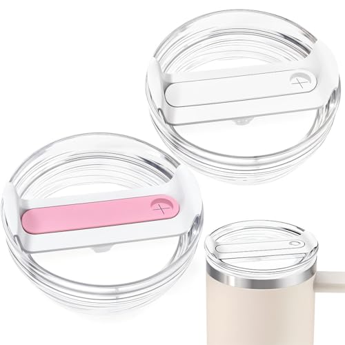 HASTHIP® 2Pcs Compatible with Stanley, Cup Lids for 40oz Tumbler Replacement Lids Fashion Leaking Proof Stanley Cup Lids Perfectly Fit Tumbler Lids with Straw Hole