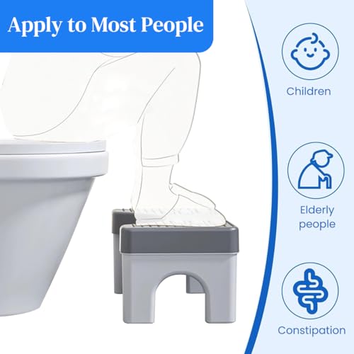 HASTHIP® Foot Massage Squatty Potty for Adults Elders 2 in 1 Bathroom Toilet Stool with 6 Massager Rollers Anti-Slip Bumps Surface 40x21x17cm 3 PCS