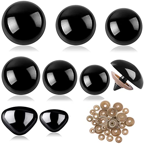 ZIBUYU® 135PCS Safety Eyes with Washers for Doll, Craft Eyes Black Stuffed Animal Eyes Kawaii Eyes for Teddy Bear Crochet Plush Animal DIY Making