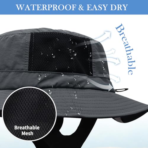 GUSTAVE® UPF 50 Sun Hat Bucket for Men Women with Breathable Mesh Quick-Dry Lightweight Design Adjustable Chin Buckle Packable Travel Surfing Hiking Beach Outdoor Adventures 2 PCS Dark Gray
