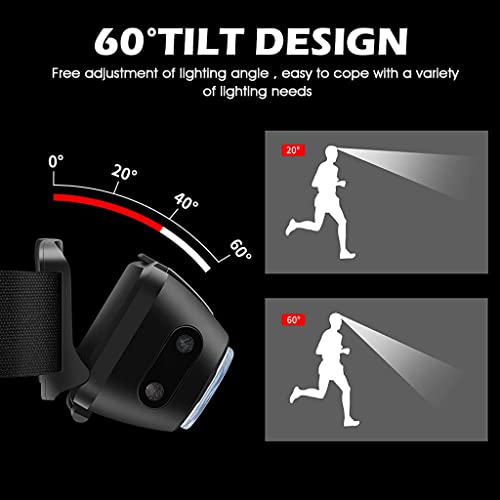 ELEPHANTBOAT® LED Rechargeable Head Torch Waterproof 9 Modes Adjustable Head Strap for Children Adults Work, Outdoor, Camping, Hiking