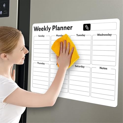 OFIFO® Fridge Magnetic Weekly Planner, 18''x12'' Dry Erase Reusable Whiteboard Calendar Board for Refrigerator, Meal Planning, To-Do List & Family Schedule Organizer